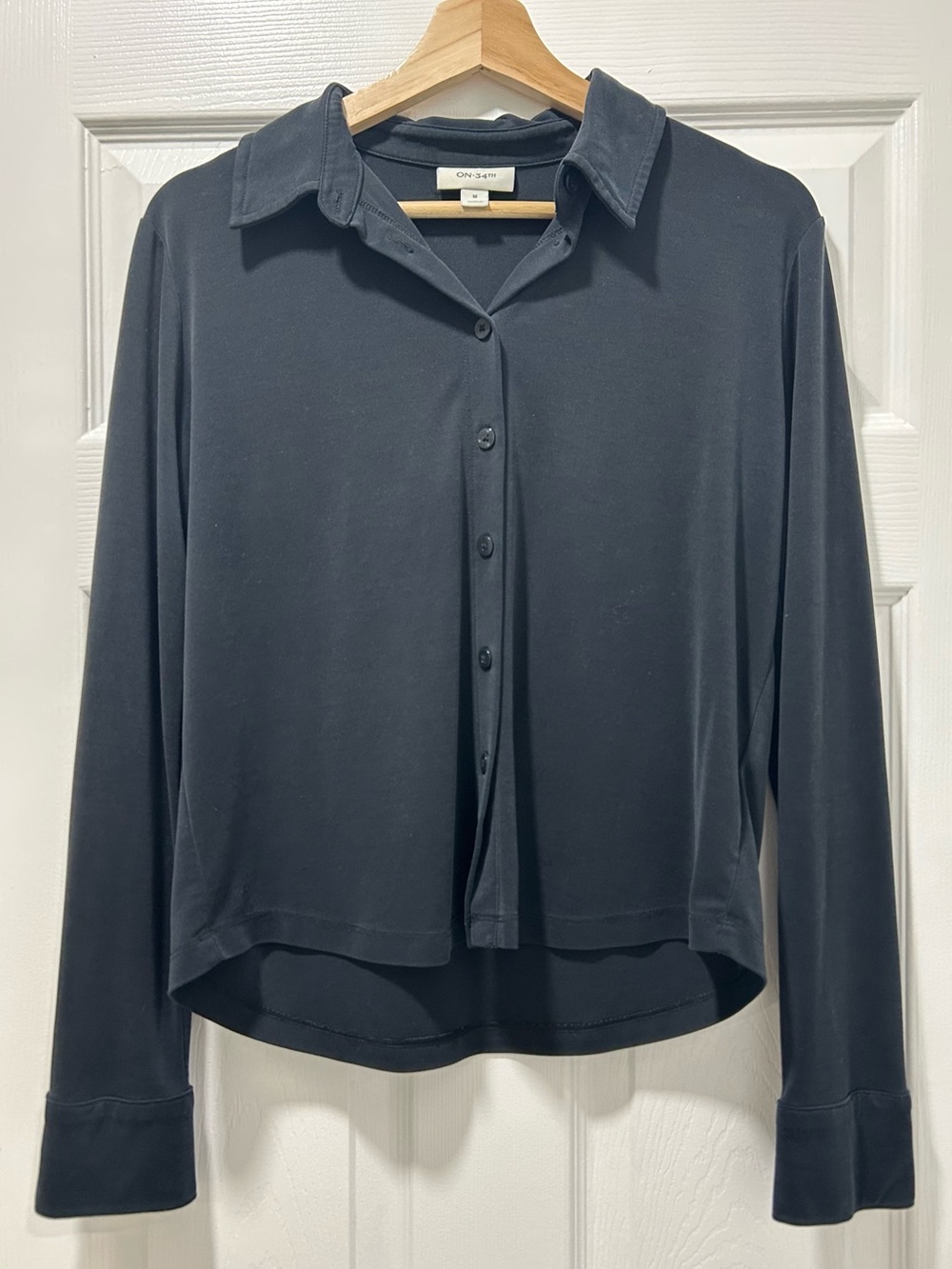 ON-34th Relaxed Fit Black Button-Down Collared Women’s Dress Shirt